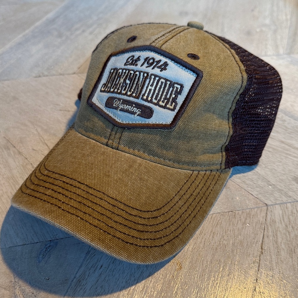 Jackson Hole Wyoming Trucker Hat in Shades of Brown EUC - Picture 3 of 4